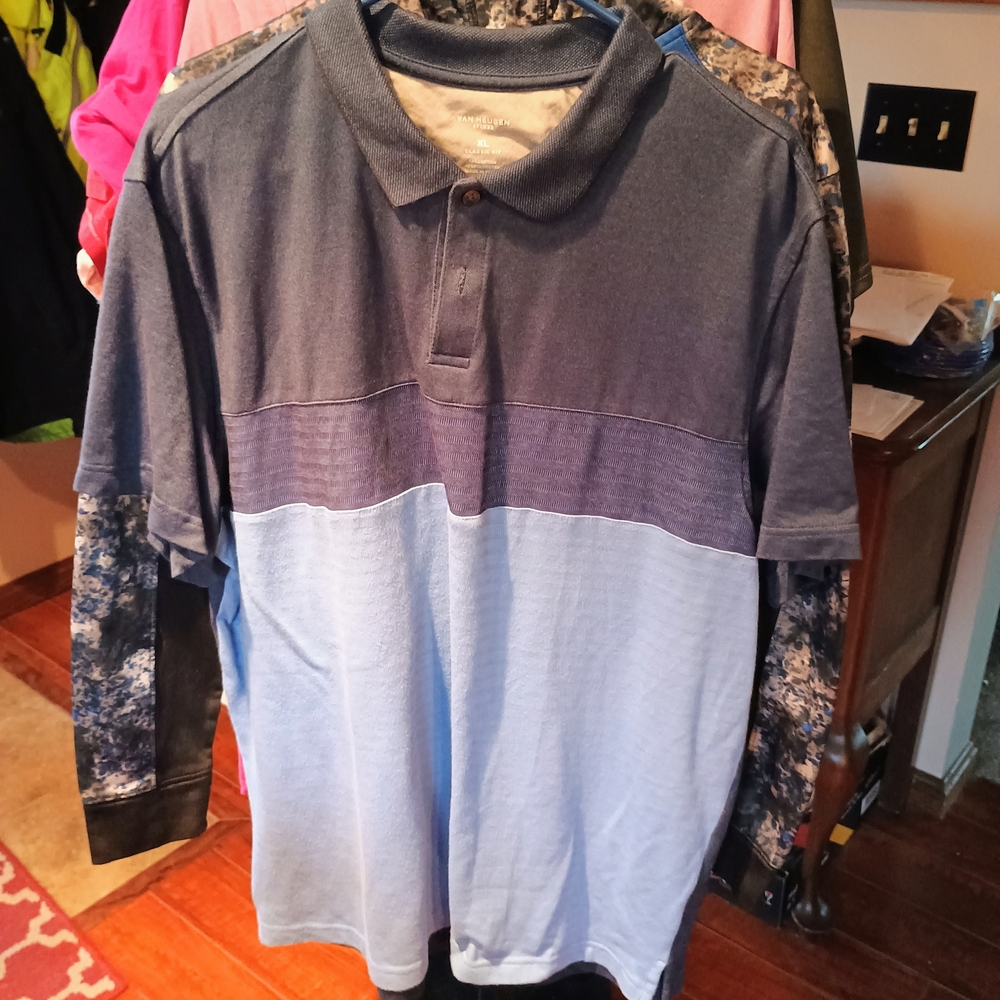 Van Heusen Two-Tone Blue Polo Shirt Bin 18